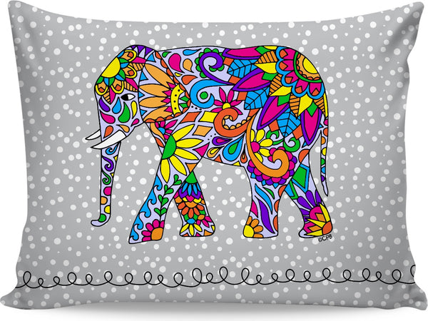 Colorful Tribal Elephant Grey Pillowcase