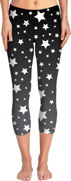 White Stars Grey Ombre Yoga Pants