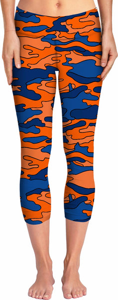 Blue and Orange Camo Yoga Pants