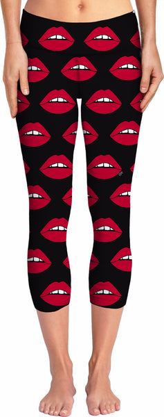 Red Lips Black Yoga Pants