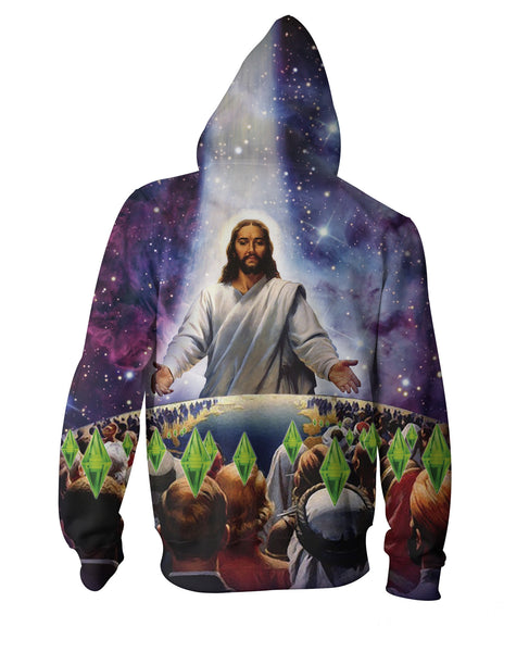 Jesus Died For Your Sims Zip-Up Hoodie