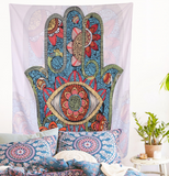 Hamsa Hand Floral Mandala Tapestry