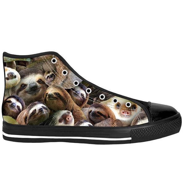 Sloth Collage Black Sole High Top Shoes