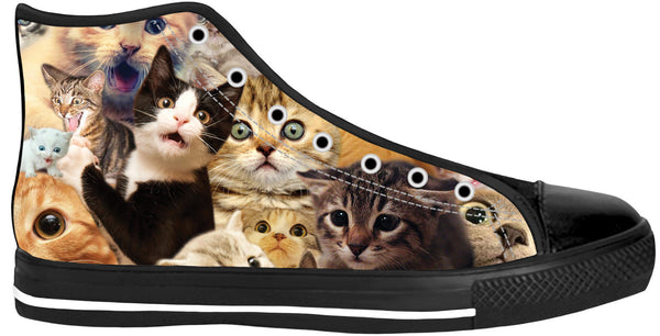 Surprised Cats Black Sole High Top Shoes