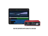 Focusrite Scarlett 2i2 2x2 USB Audio Interface Full Studio Bundle with Creative Music Production Software Kit and CR4-X Pair Studio Monitors and 1/4” Instrument Cables