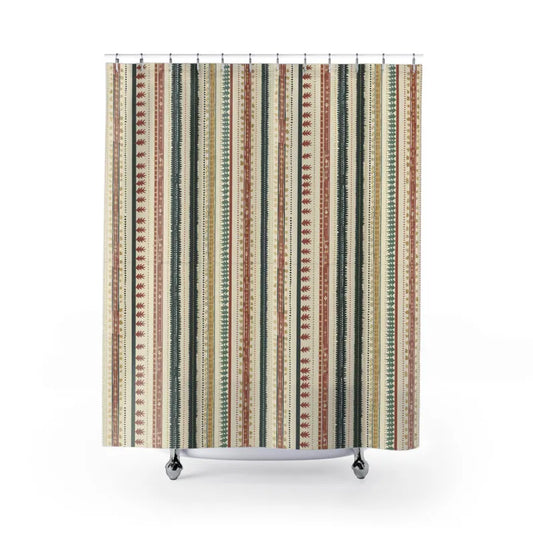 Bohemian Stripe and Block Print Chic Shower Curtain