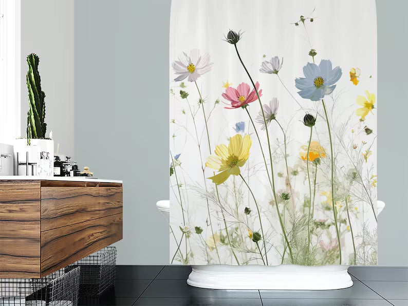 Bohemian Wild Flowers Shower Curtain