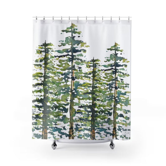 Evergreen Trees Pattern Shower Curtain