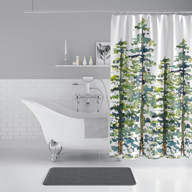 Evergreen Trees Pattern Shower Curtain