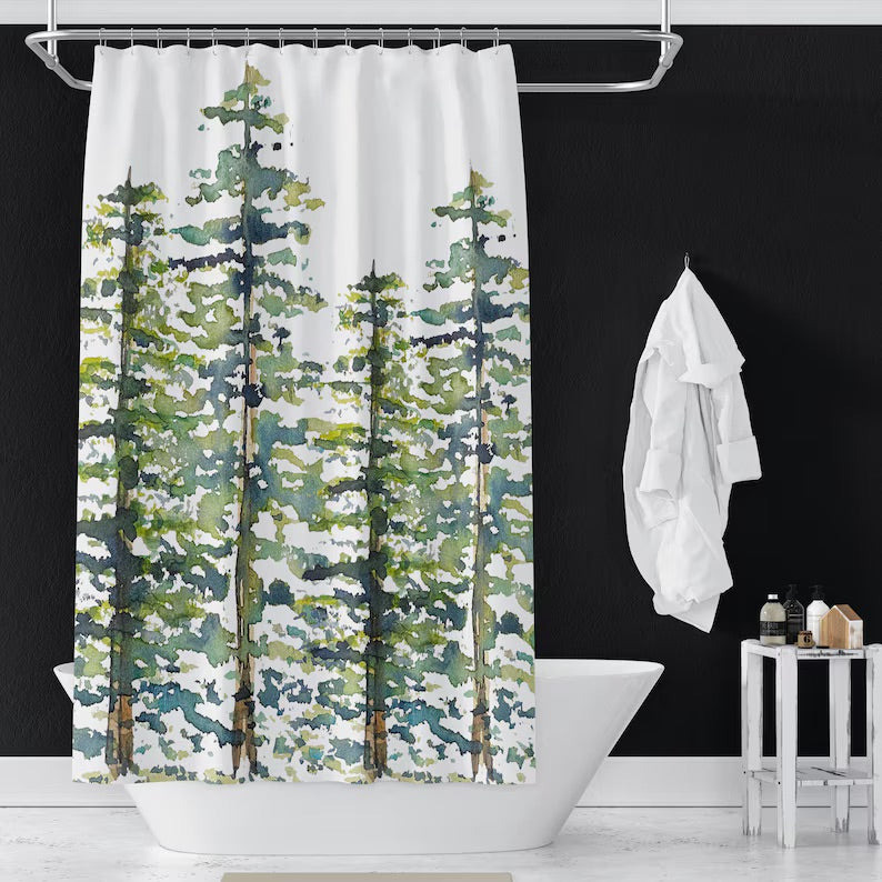 Evergreen Trees Pattern Shower Curtain