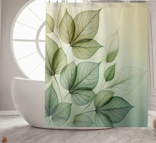 Green Leaf Botanical Shower Curtain