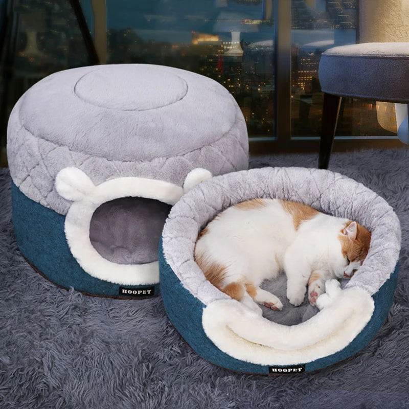 Soft Plush Cat Bed House – Warm Nest for Cats & Small Dogs, Cozy Cushion Kennel for Comfortable Sleeping - Premium Pet Bed