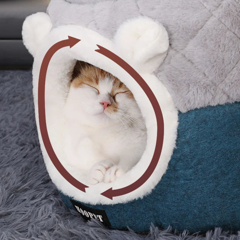 Soft Plush Cat Bed House – Warm Nest for Cats & Small Dogs, Cozy Cushion Kennel for Comfortable Sleeping - Premium Pet Bed