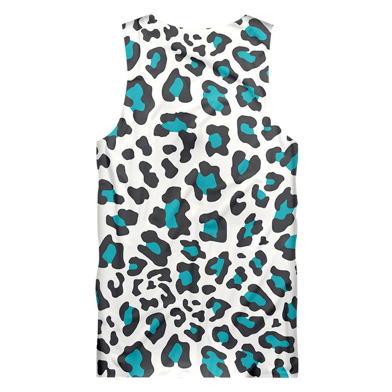 Blue Cheetah Sleeveless Tank Top