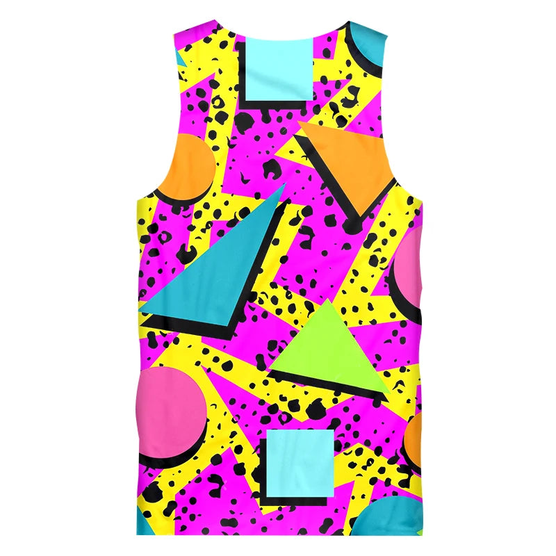 Vintage Retro Shapes Sleeveless Tank Top