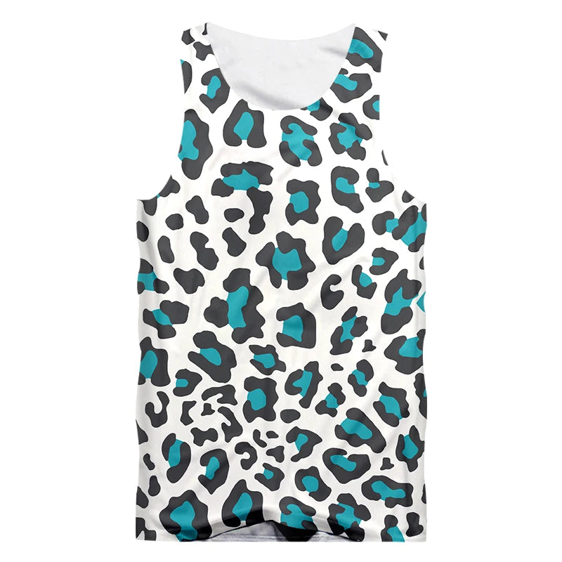 Blue Cheetah Sleeveless Tank Top