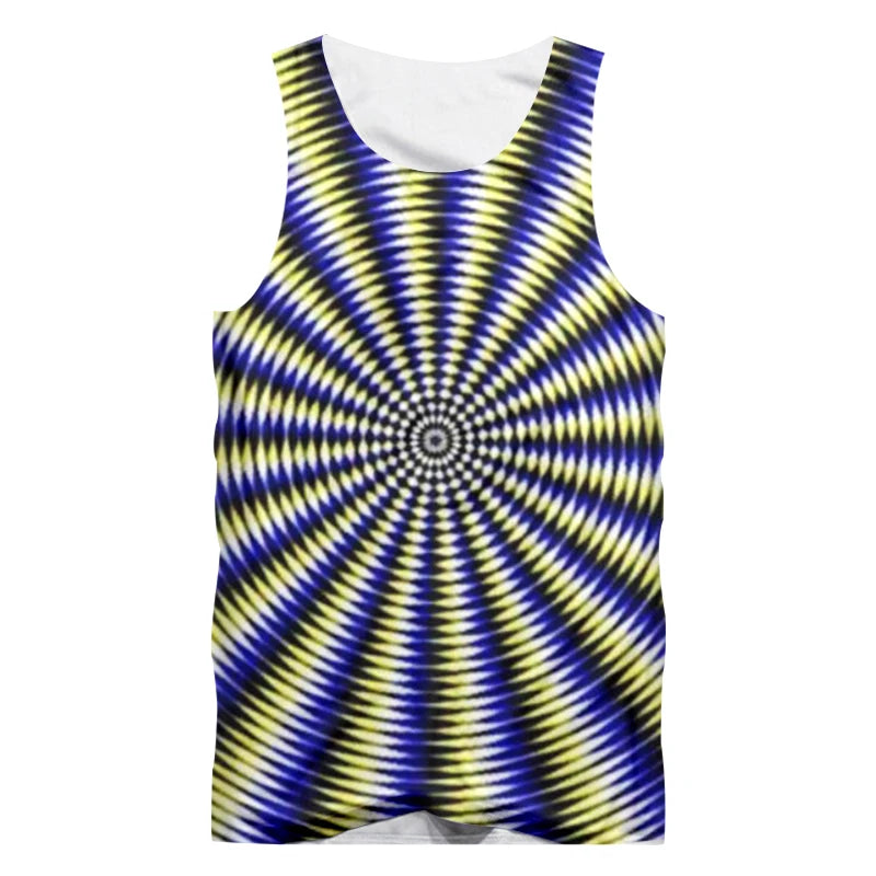 Cyber Vortex Wave Festival Pattern Sleeveless Tank Top