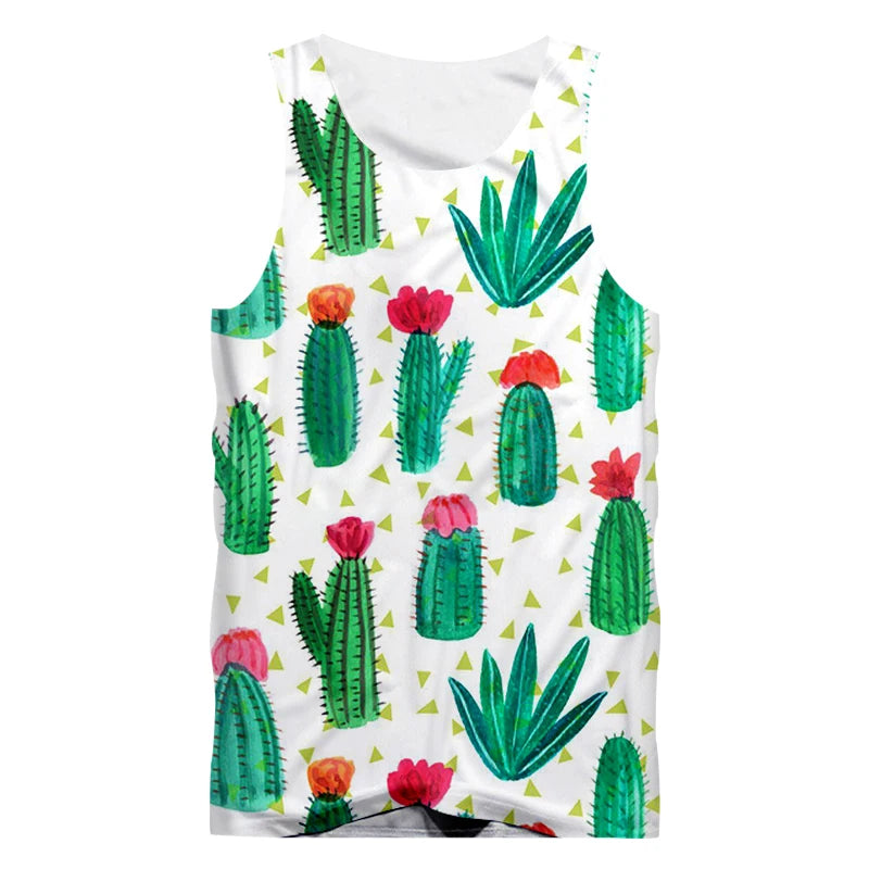 Summer Cactus Jack Flower Sleeveless Tank Top