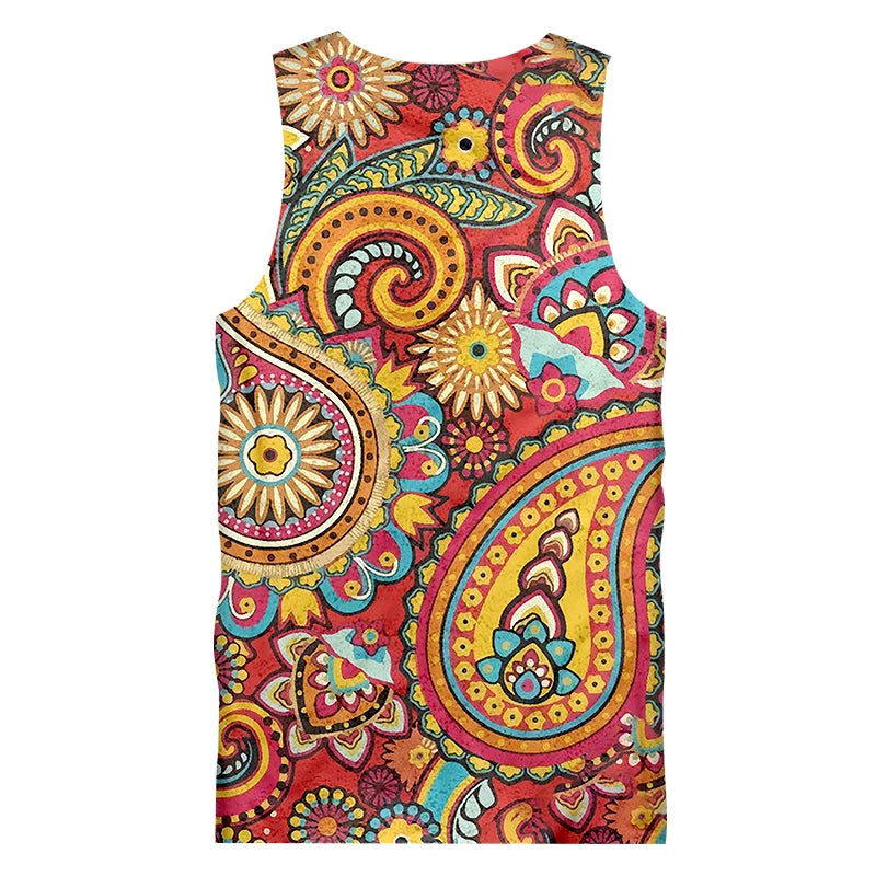 Abstract Swirl Retro Festival Sleeveless Tank Top