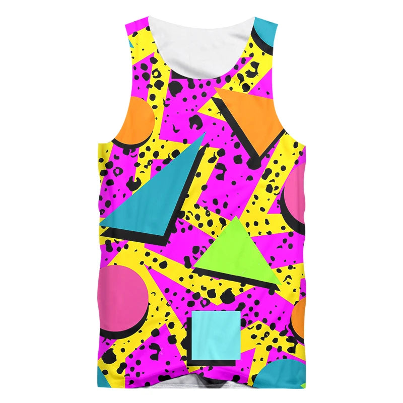 Vintage Retro Shapes Sleeveless Tank Top