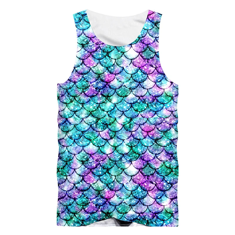 Fish Scales Ocean Mermaid Sleeveless Tank Top