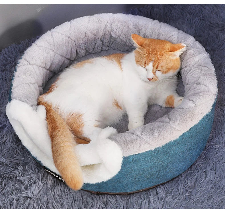 Soft Plush Cat Bed House – Warm Nest for Cats & Small Dogs, Cozy Cushion Kennel for Comfortable Sleeping - Premium Pet Bed