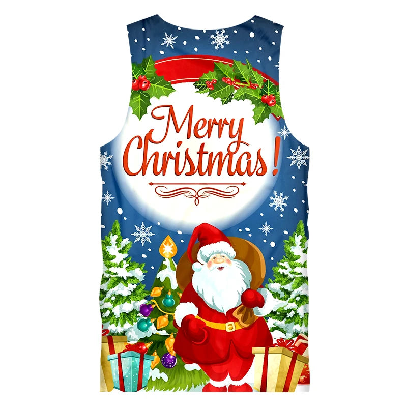 Lovely Holiday Santa Claus Merry Christmas Sleeveless Tank Top