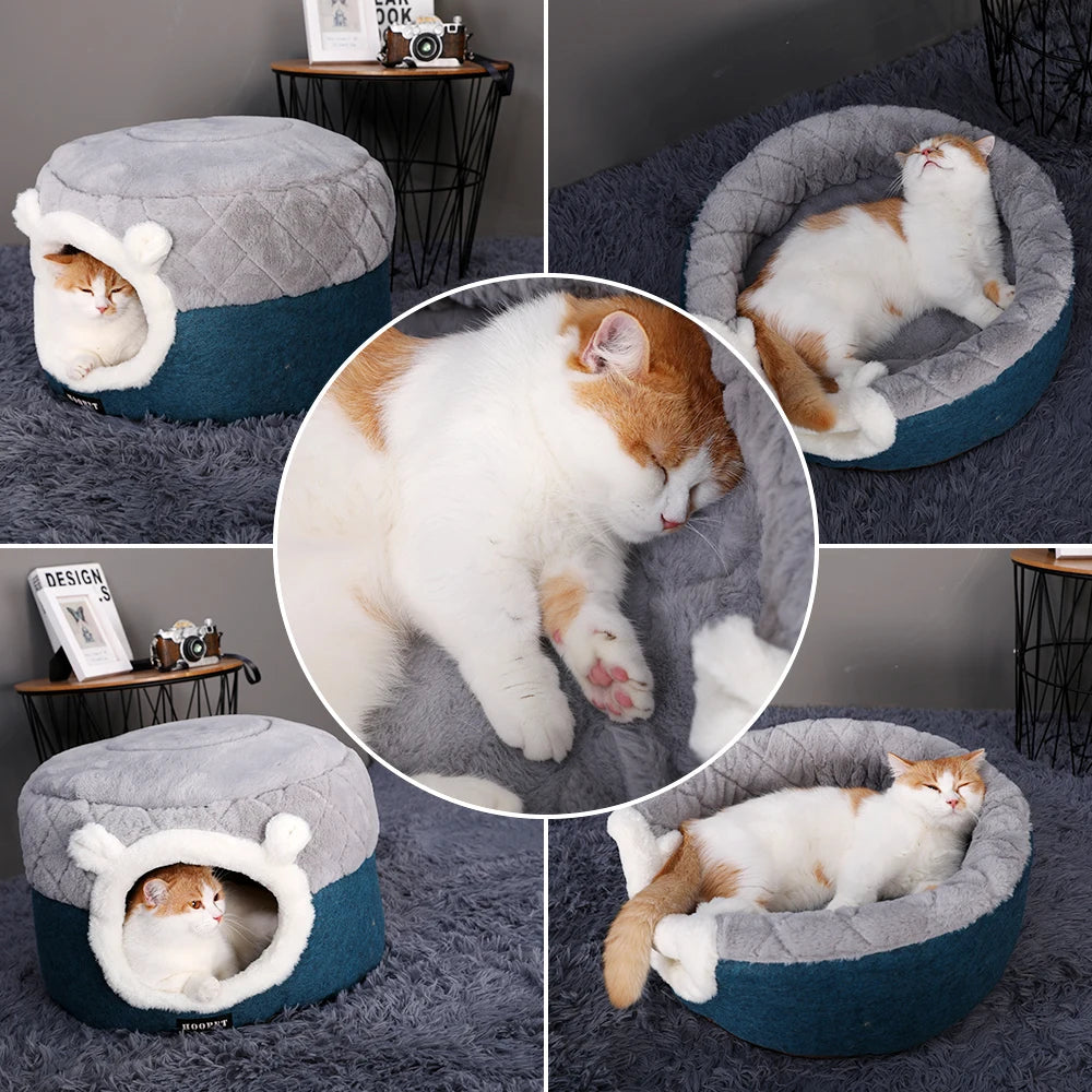 Soft Plush Cat Bed House – Warm Nest for Cats & Small Dogs, Cozy Cushion Kennel for Comfortable Sleeping - Premium Pet Bed