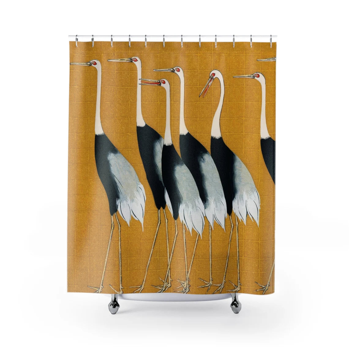 Japanese Crane Yellow Shower Curtain