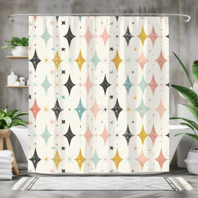 Retro Mid Century Modern Shower Curtain