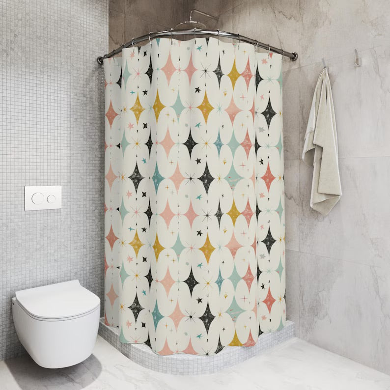 Retro Mid Century Modern Shower Curtain