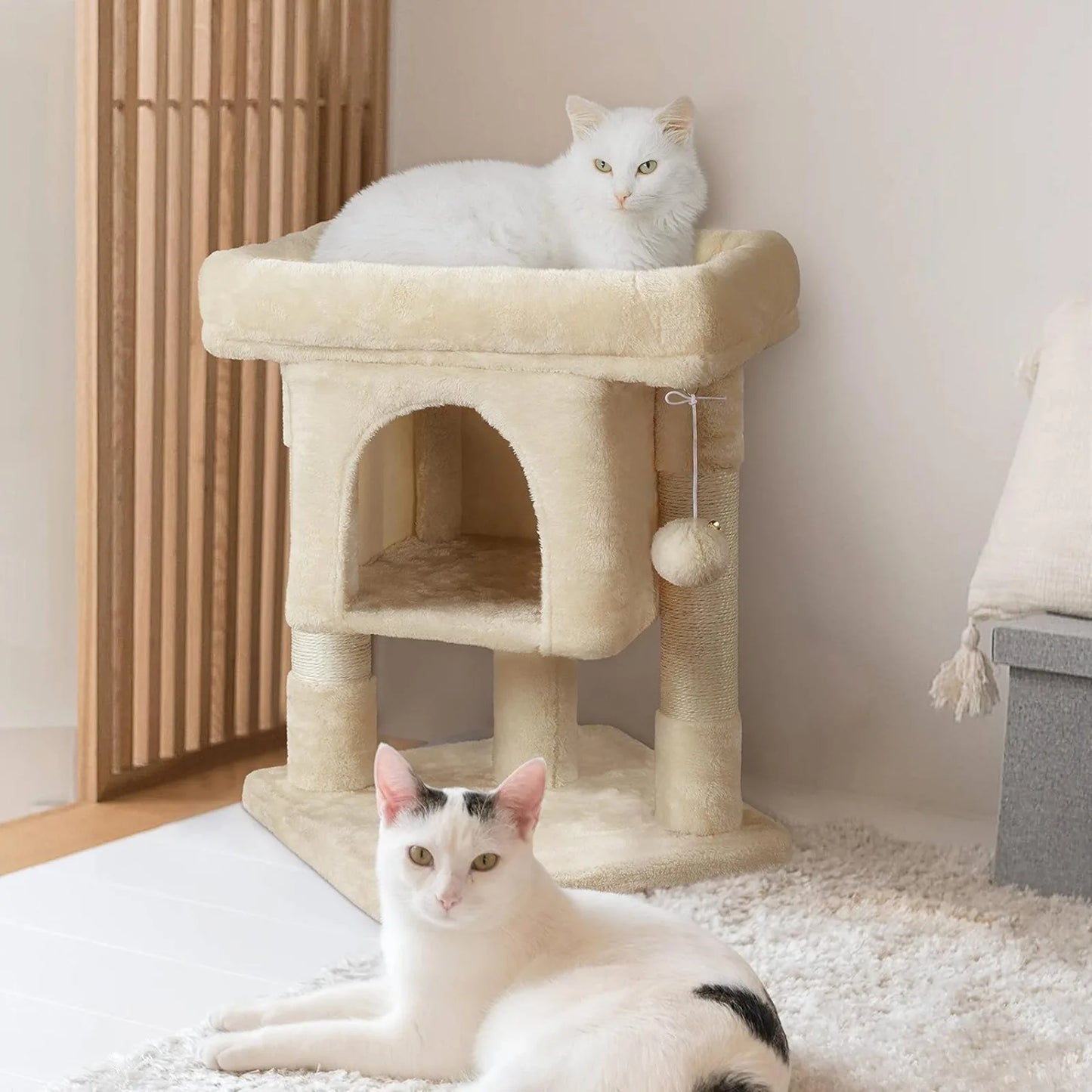 23.5in Cat Tree Tower – Cat Condo with Sisal Scratching Posts, Activity Center & Cozy Cat House – Perfect for Kittens & Cats