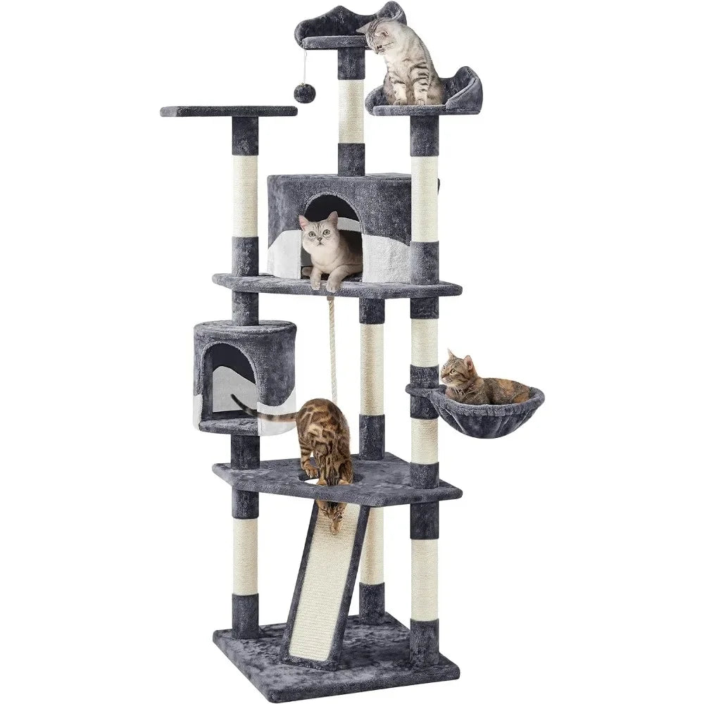 Large Multi-Level Cat Tree Tower – Indoor Playground with Sisal Scratching Posts, Plush Perches & Cozy Condo for Cats & Kittens - Large Cat Tree for Big Cats