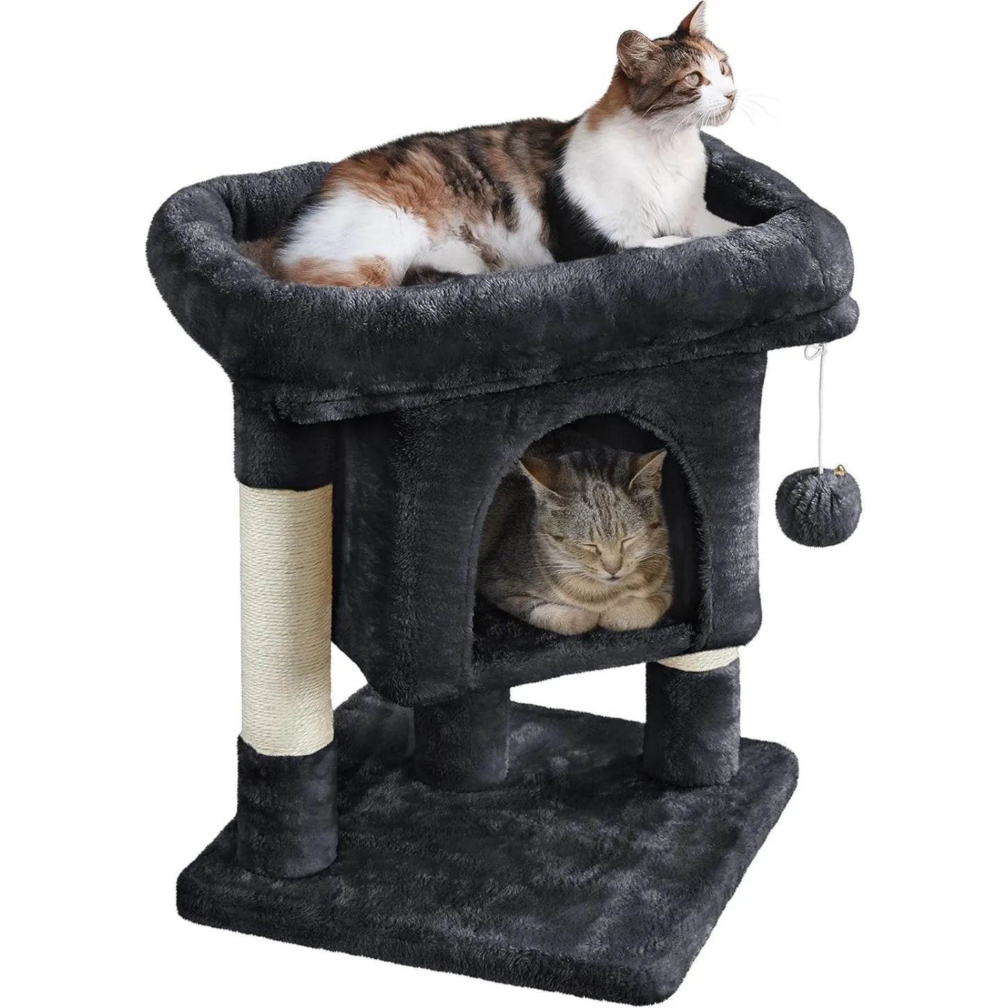 23.5in Cat Tree Tower – Cat Condo with Sisal Scratching Posts, Activity Center & Cozy Cat House – Perfect for Kittens & Cats