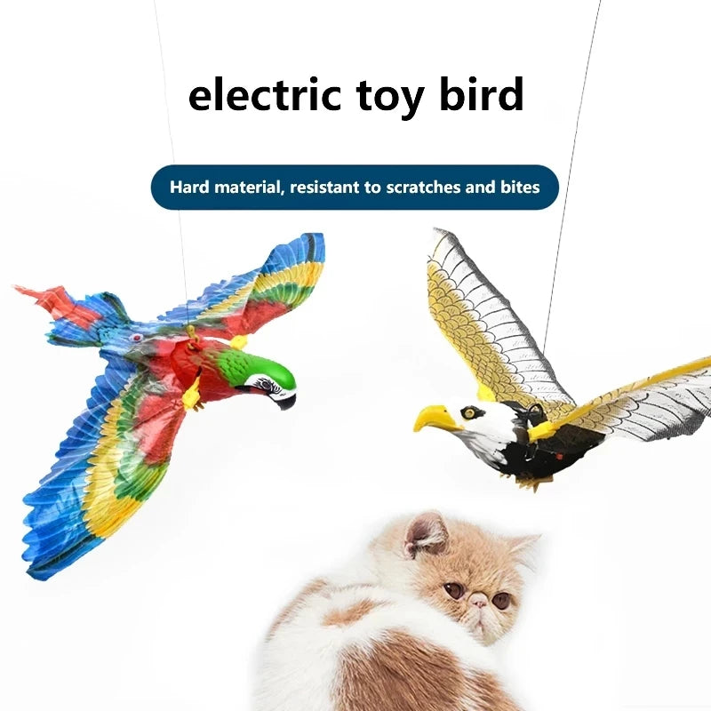 Realistic Bird Interactive Cat Toys Electric Hanging Parrot Eagle Flying Bird Cat Teaser Play Pet Toys