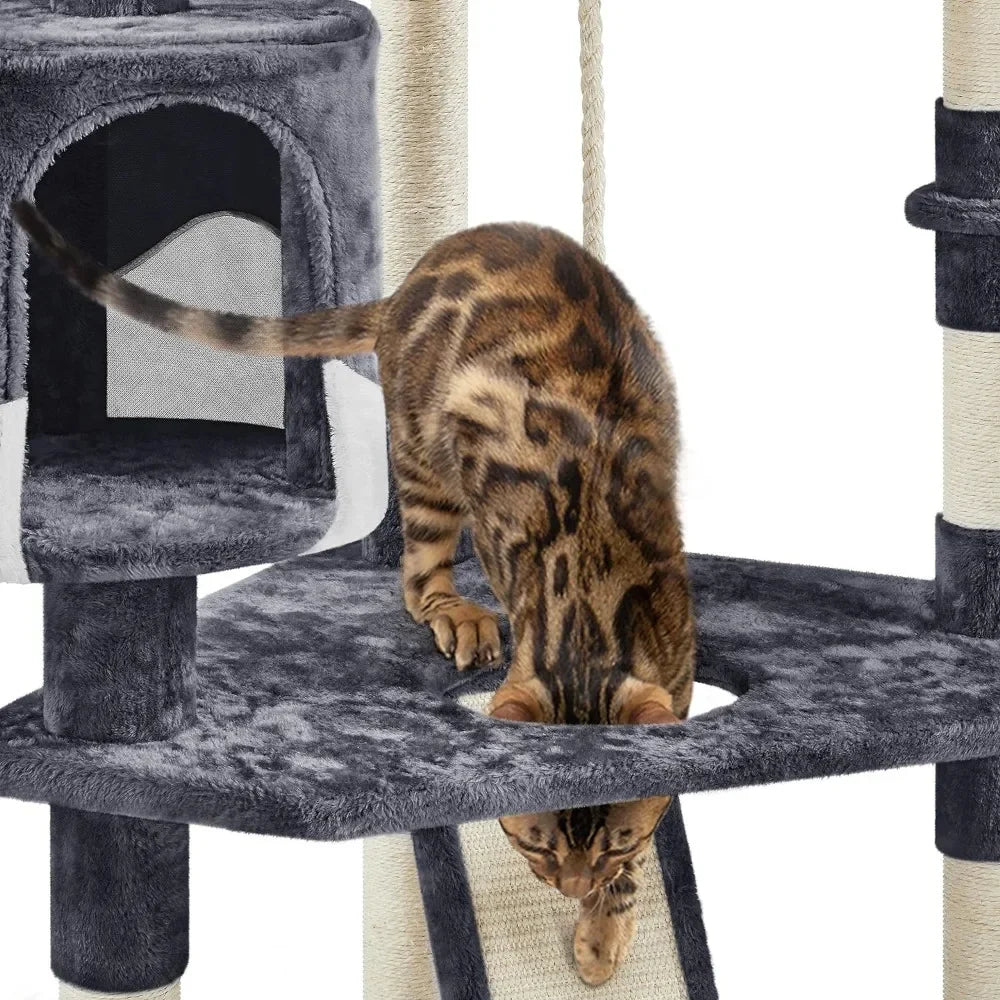 Large Multi-Level Cat Tree Tower – Indoor Playground with Sisal Scratching Posts, Plush Perches & Cozy Condo for Cats & Kittens - Large Cat Tree for Big Cats