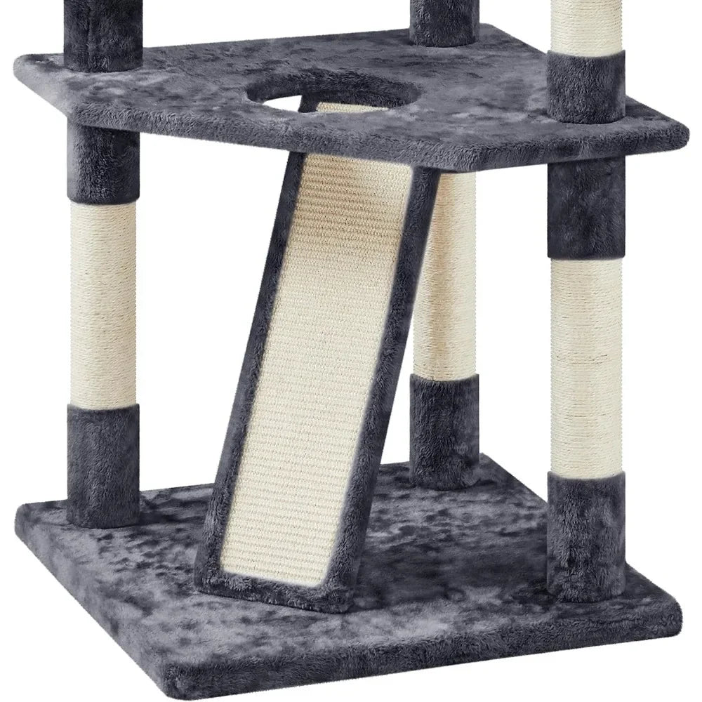 Large Multi-Level Cat Tree Tower – Indoor Playground with Sisal Scratching Posts, Plush Perches & Cozy Condo for Cats & Kittens - Large Cat Tree for Big Cats