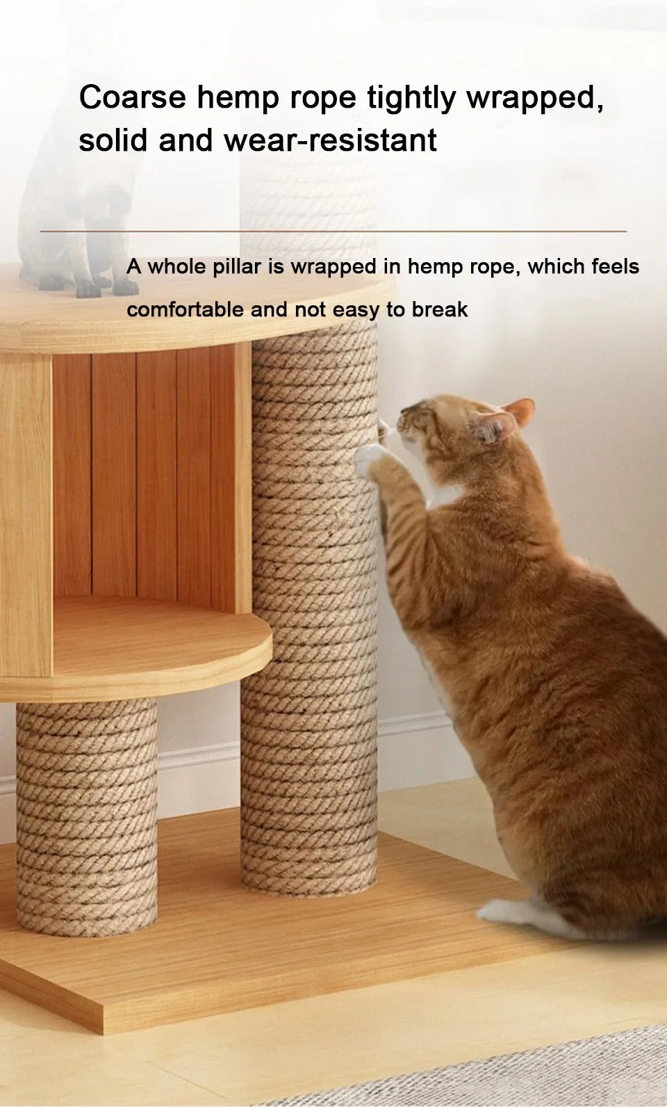 Floor-to-Ceiling Cat Tree Tower with Scratching Post, Hammock & Solid Wood Design – Perfect Pet Furniture for Climbing and Relaxing