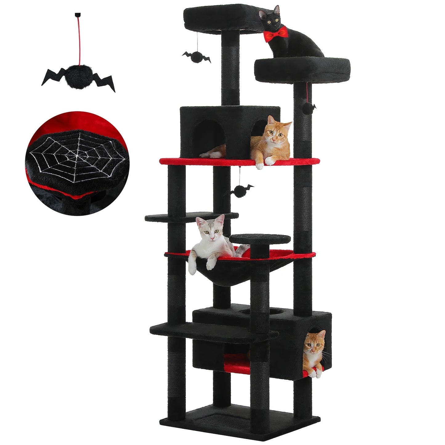 Large Cat Tree Tower for Indoor Cats – Sisal Scratching Posts, Spacious Hammock, Padded Perches & Cozy Condos