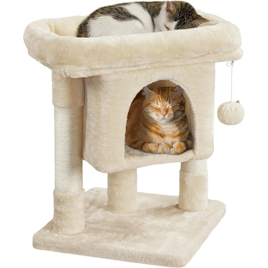 23.5in Cat Tree Tower – Cat Condo with Sisal Scratching Posts, Activity Center & Cozy Cat House – Perfect for Kittens & Cats