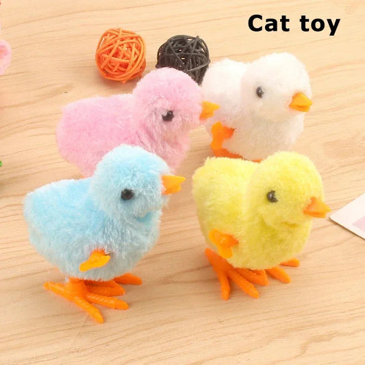 Wind Up Jumping Chicken Interactive Cat Toys Pet Teaser Kitten Toy