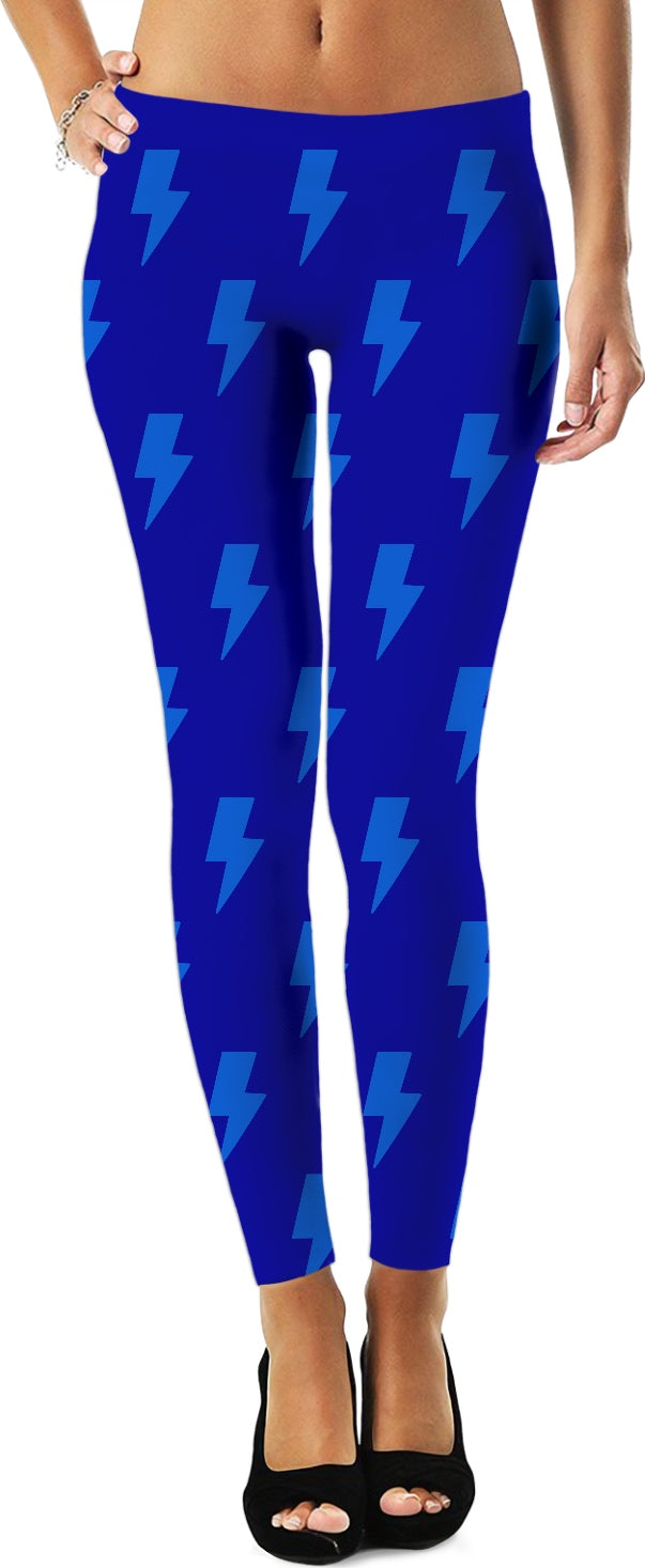 Light Blue Lightning Bolts Leggings