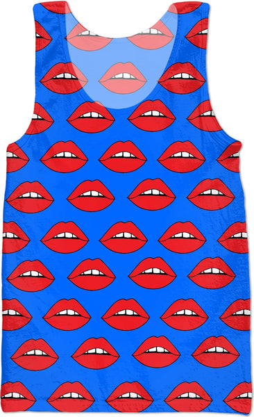 Red Lips Blue Tank Top