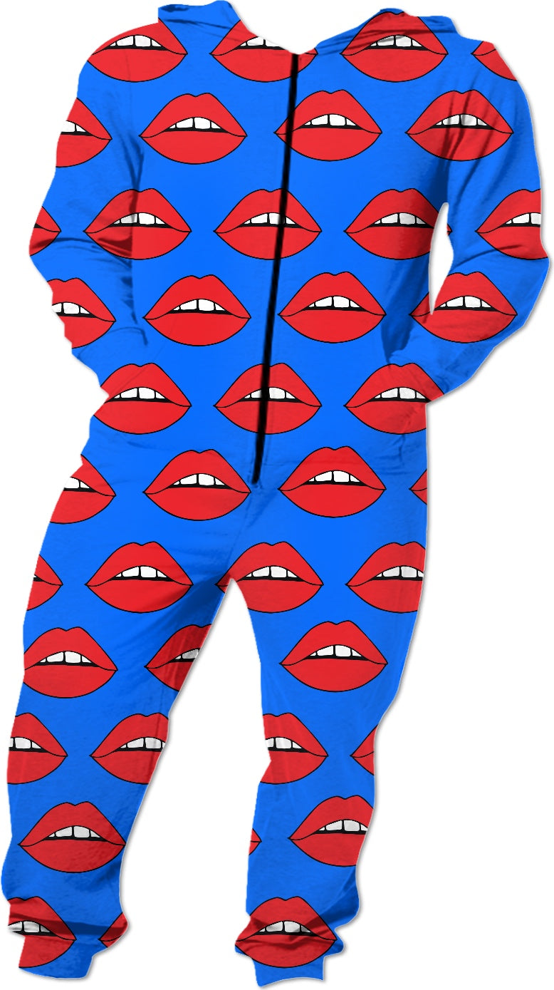 Red Lips Blue Onesie