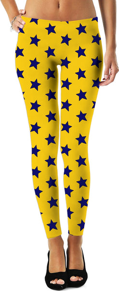 Blue Stars Yellow Leggings