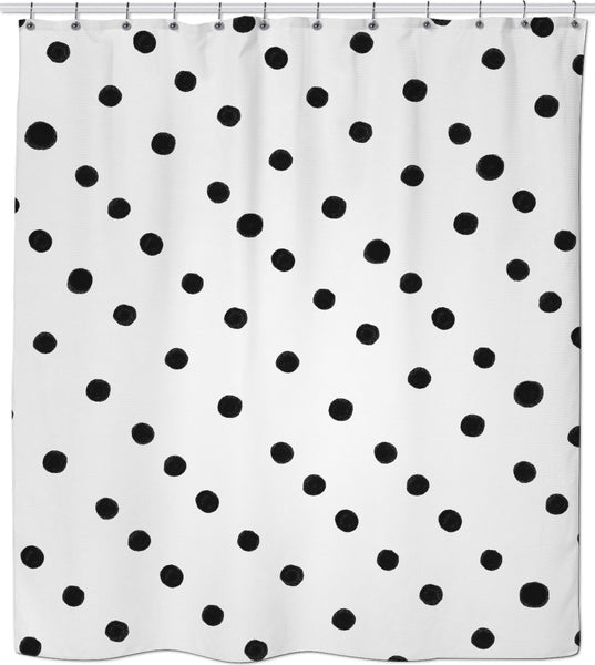 Ruth Fitta Schulz  -  Black Polka Dots Handmade Shower Curtain