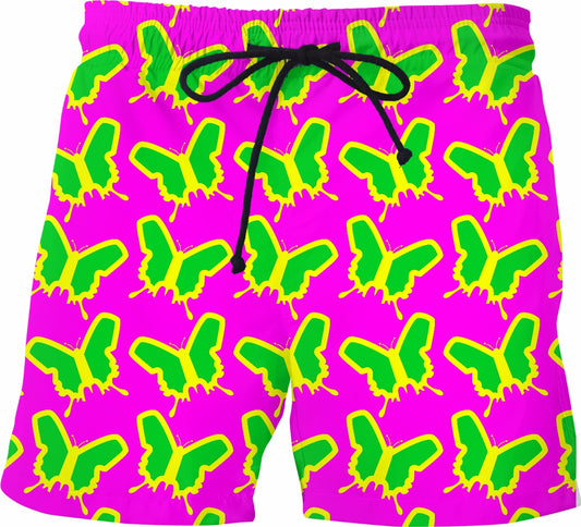 Neon Butterfly Swim Trunks