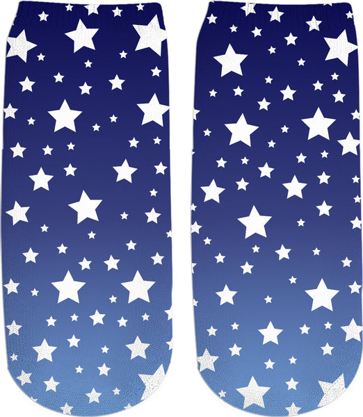 White Stars Blue Ombre Ankle Sock