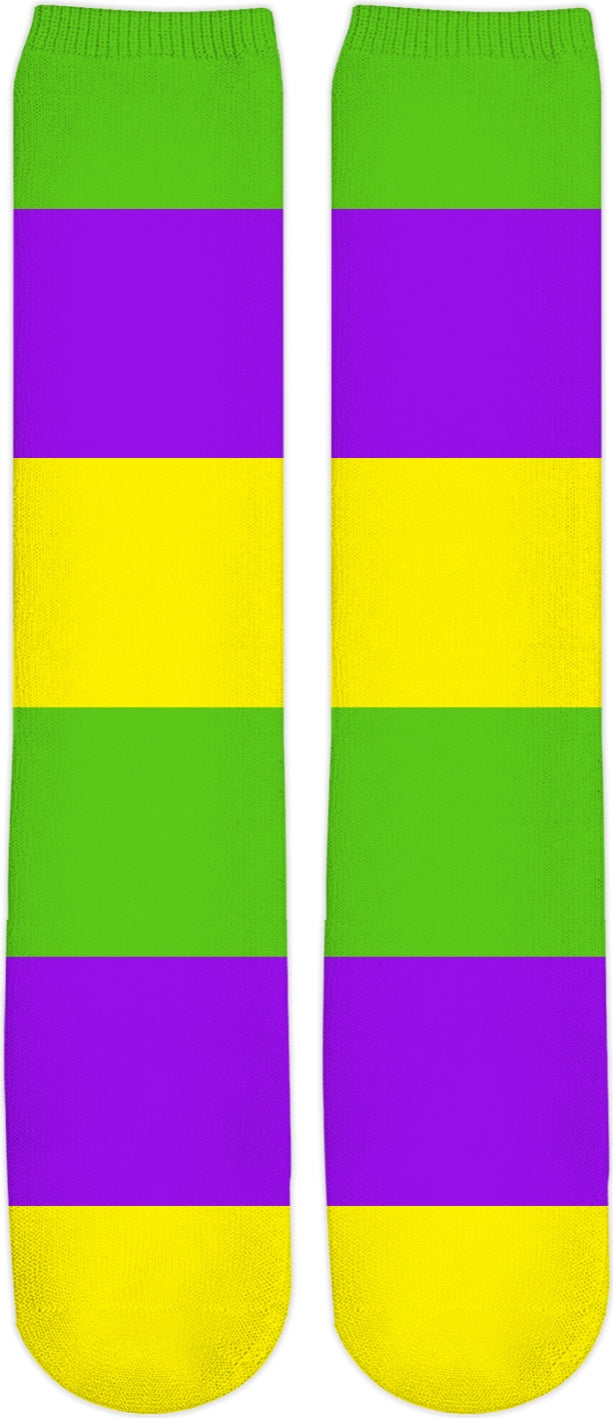 Mardi Gras Stripes Knee High Socks