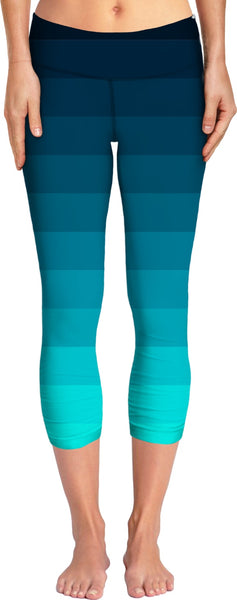 Teal Ombre Striped Yoga Pants